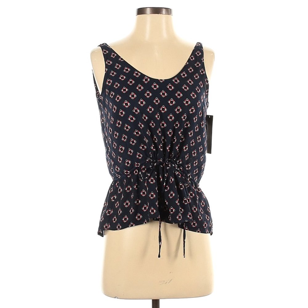 Zara XS Navy Ruffle Tank Top